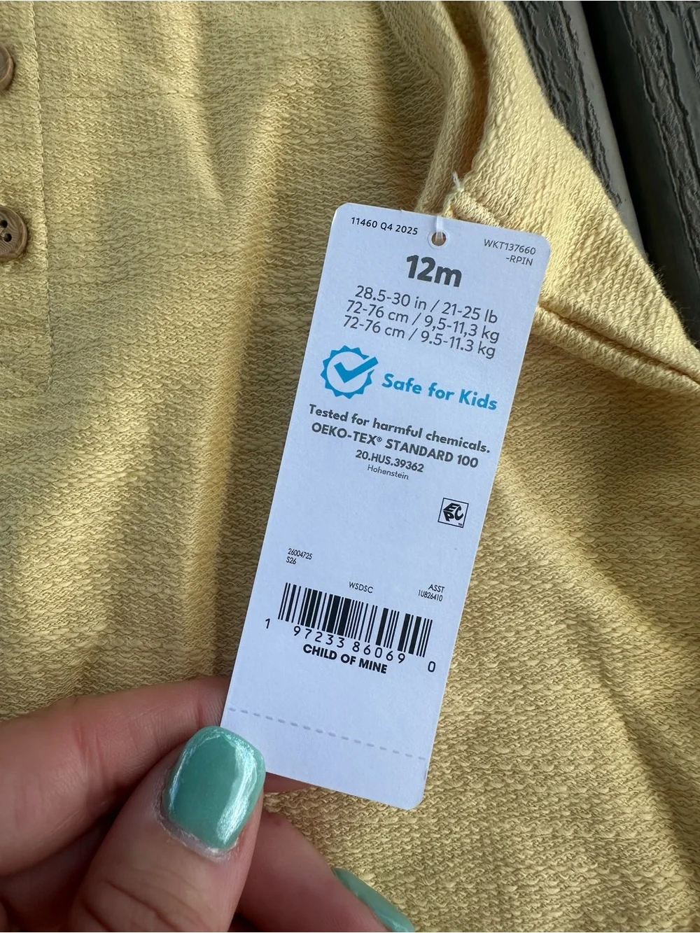 Carter's Sleeveless Yellow Baby Romper with Pocket